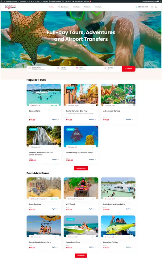 Captura de la página web de Dominican Way Tours