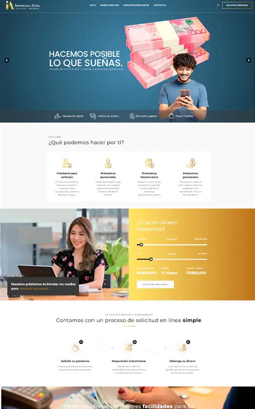 Captura de la página web de Inversiones Abreu