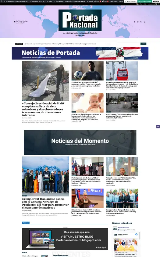 Captura de la página web de Portada Nacional