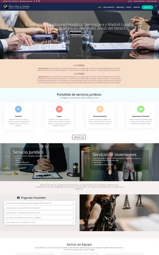 Captura de la página web de Portes Núñez & Asociados